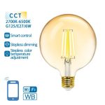 E27 6w G125 Led Filamento SMART Wi-Fi + Bluetooth CCT Gold (220v)
