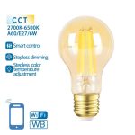 E27 6w A60 Led Filamento SMART Wi-Fi + Bluetooth CCT Gold (220v)