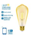 E27 6w ST64 Led Filamento SMART Wi-Fi + Bluetooth CCT Gold (220v)
